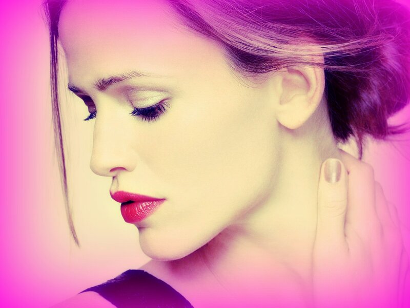 Woman with Red Lips — Pink