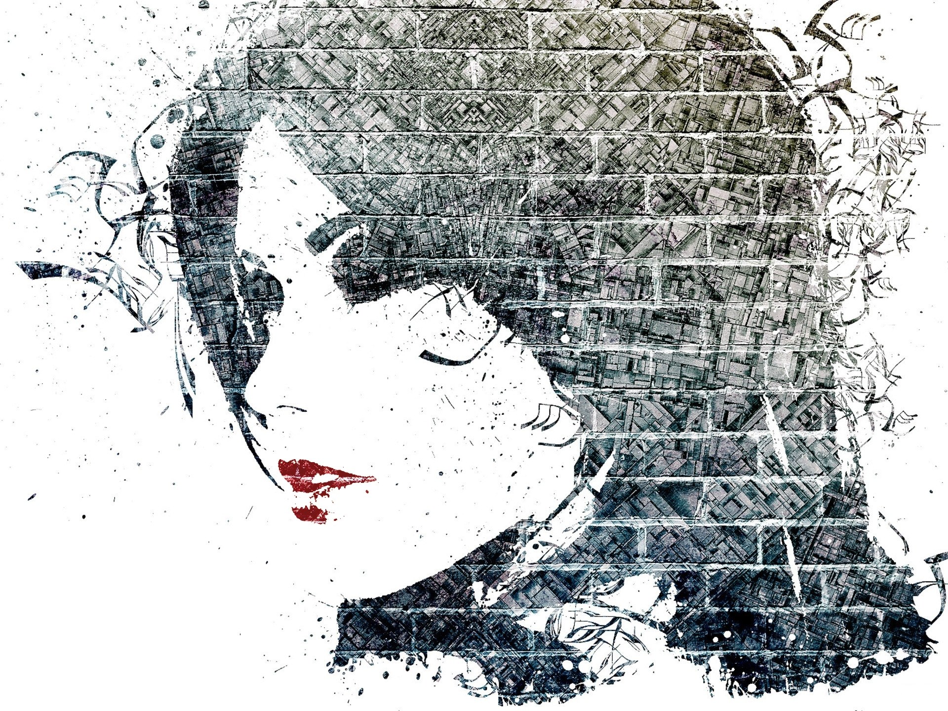woman with red lips portrait