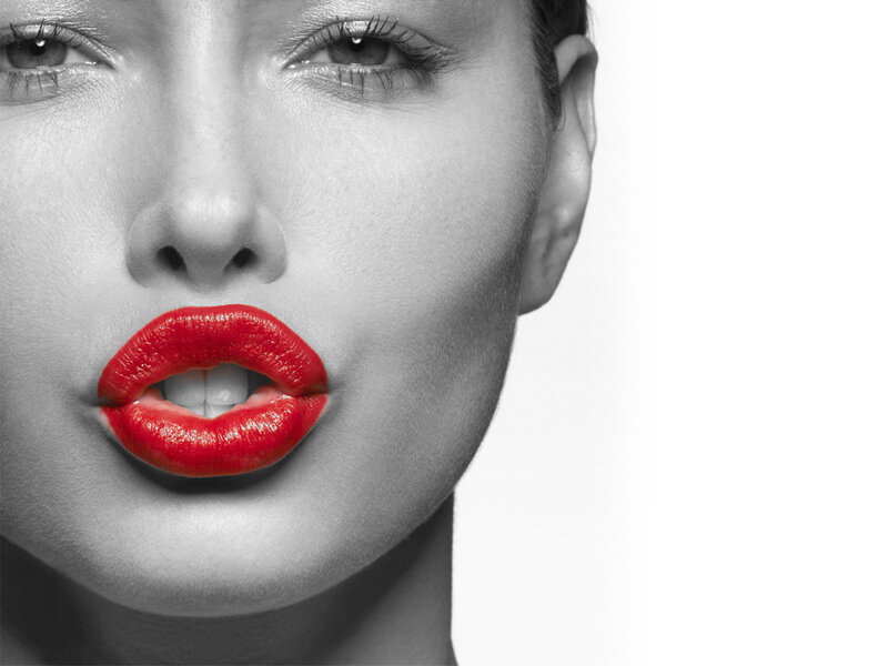 woman with red lips