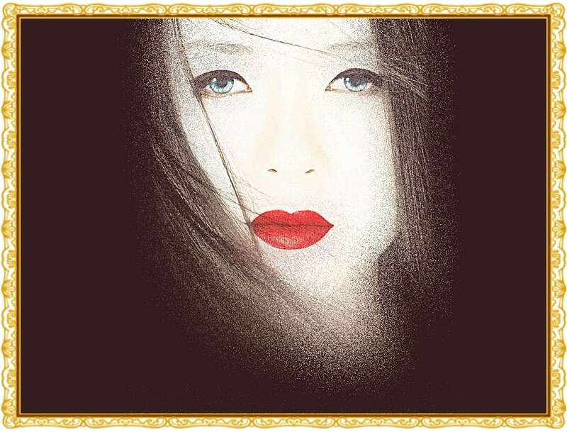 Woman with Red Lips — White, Dramatic, Digital Art