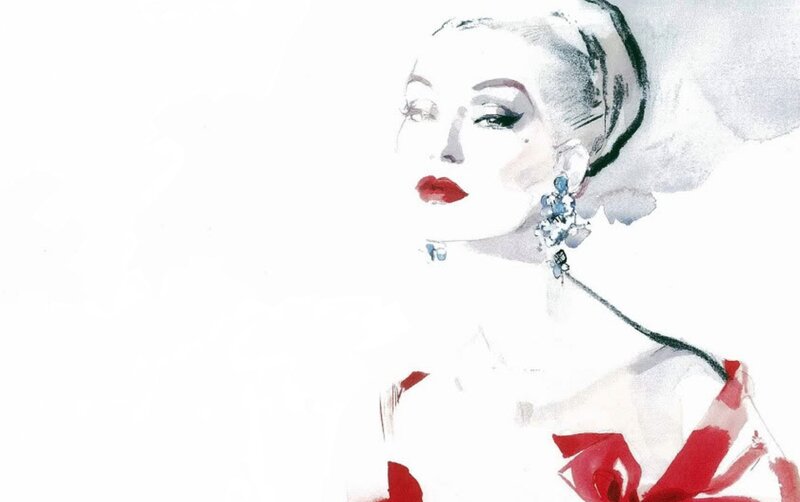 Woman with Red Lips — White, Dramatic, Illustration, Red Lipstick