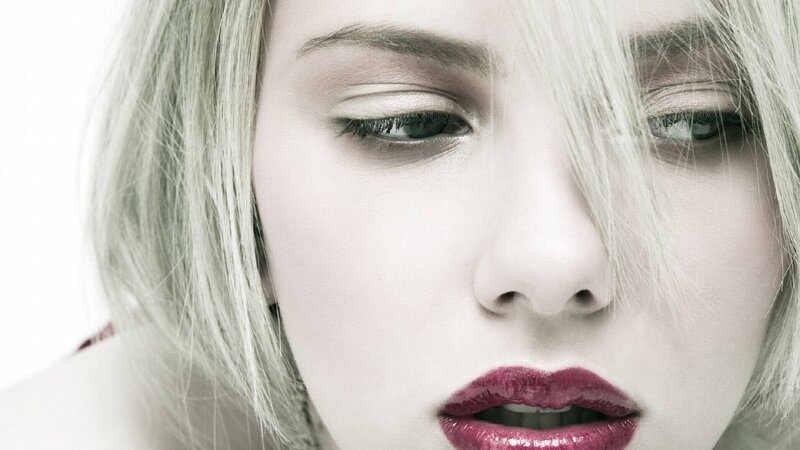 Woman with Red Lips — White, Dramatic, Photograph, Blonde Hair, Eyeshadow