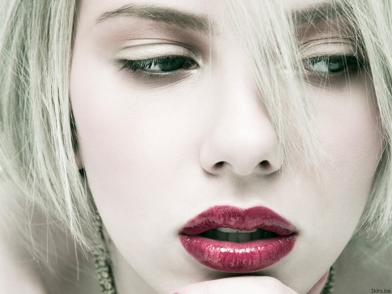 Woman with Red Lips — White, Dramatic, Photograph, Blonde Hair, Makeup
