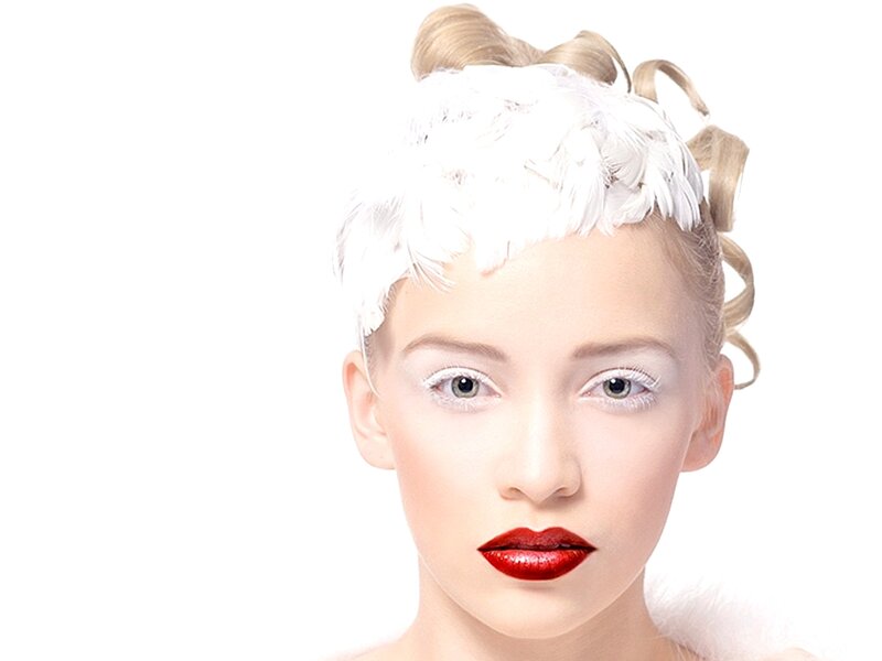 Woman with Red Lips — White, Neutral