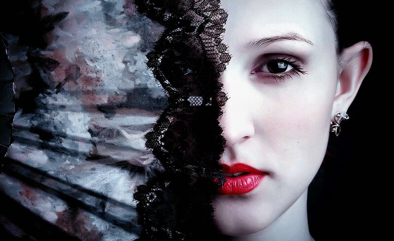 Woman with Red Lips — White