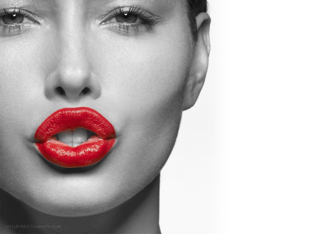 woman with red lips