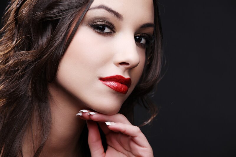 woman with red lipstick