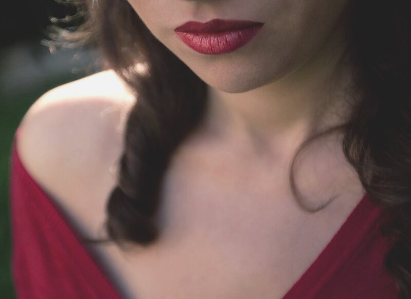 woman with red lipstick