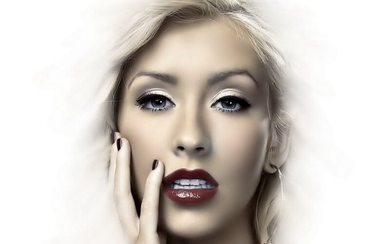 woman with red lipstick