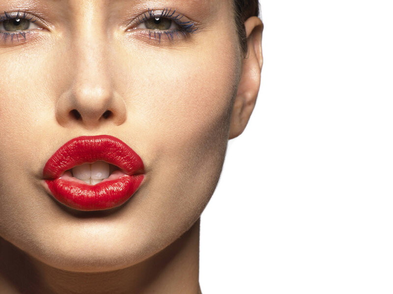 woman with red lipstick