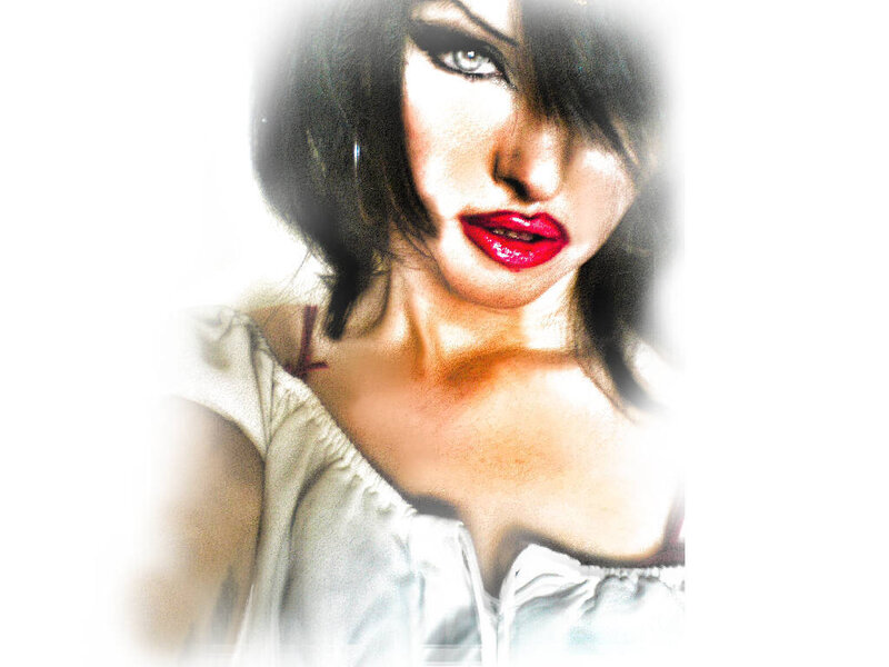 woman with red lipstick
