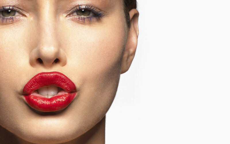 woman with red lipstick