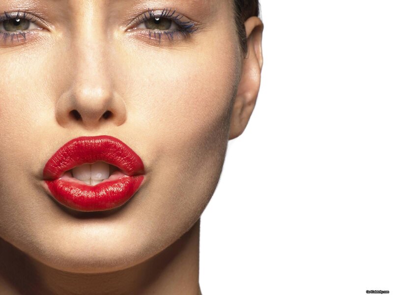 woman with red lipstick