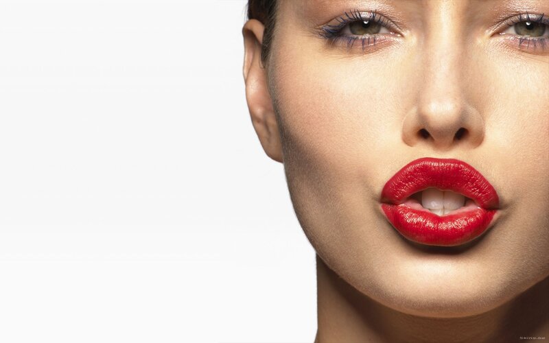 woman with red lipstick
