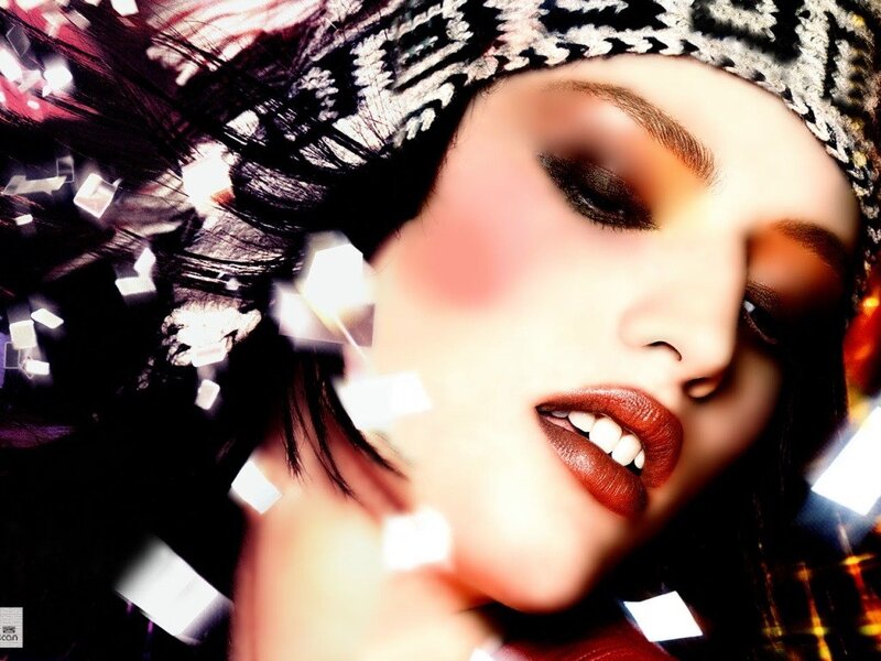 woman with red lipstick and hat