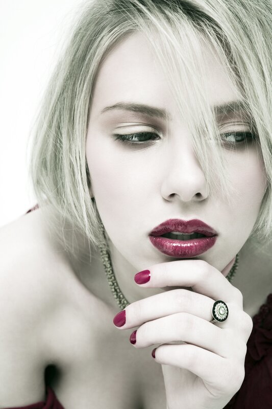 woman with red lipstick and ring