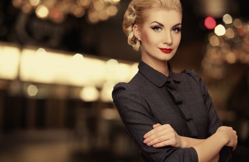 Woman with Red Lipstick — Black, Confident, Night