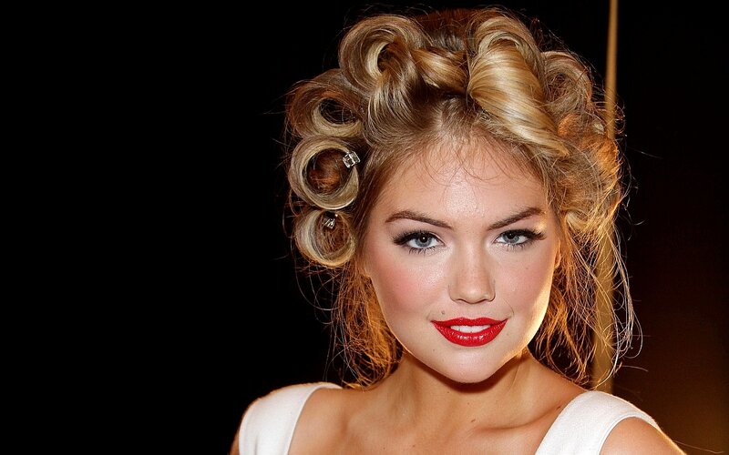 Woman with Red Lipstick — Black, Dramatic, Photograph, Hair Rollers
