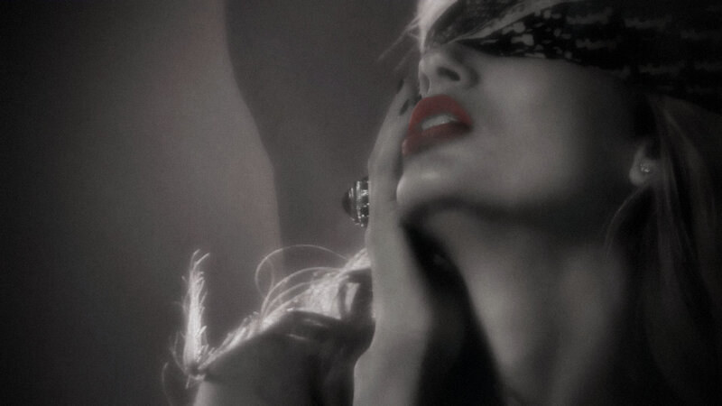 Woman with Red Lipstick — Black, Dramatic, Photograph, Microphone