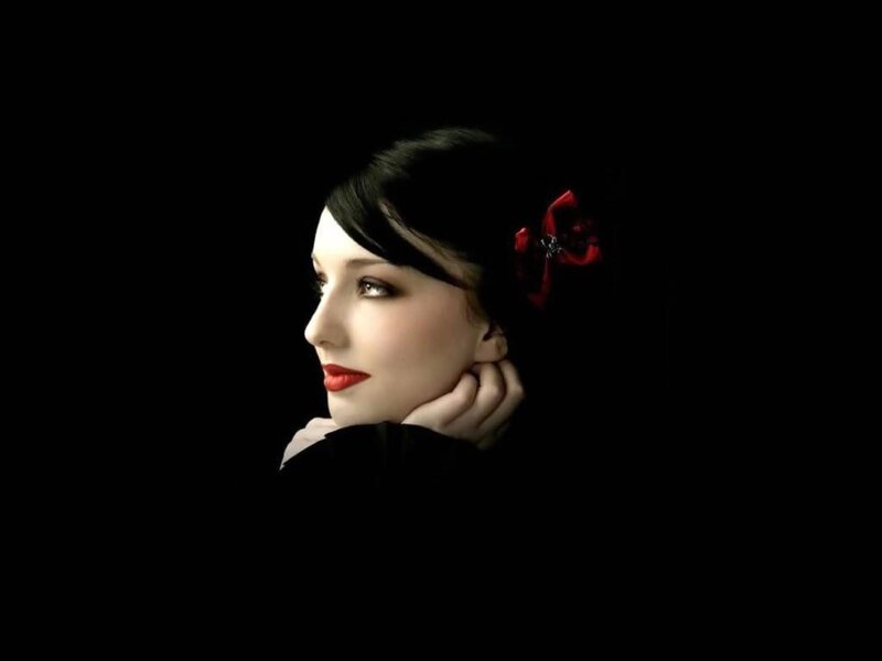 Woman with Red Lipstick — Black, Dramatic, Photograph, Red Bow
