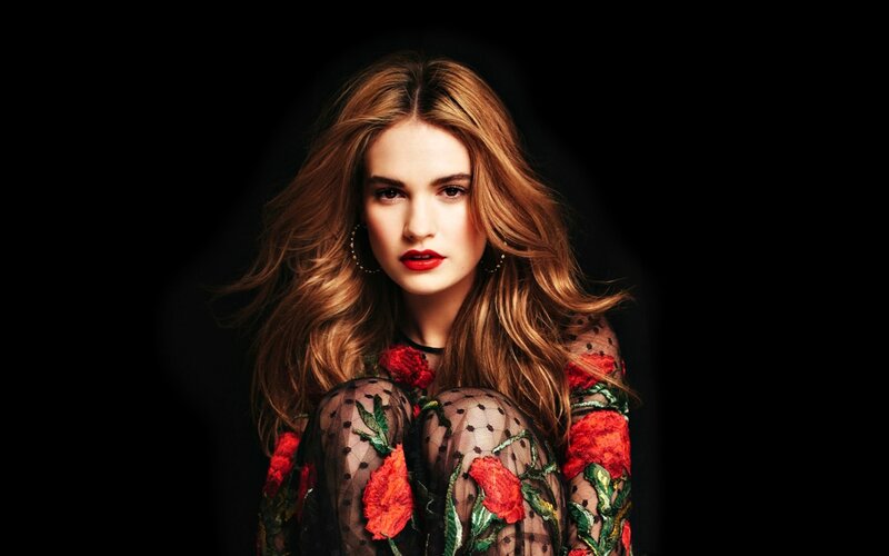 Woman with Red Lipstick — Black, Dramatic, Photograph, Red Flowers