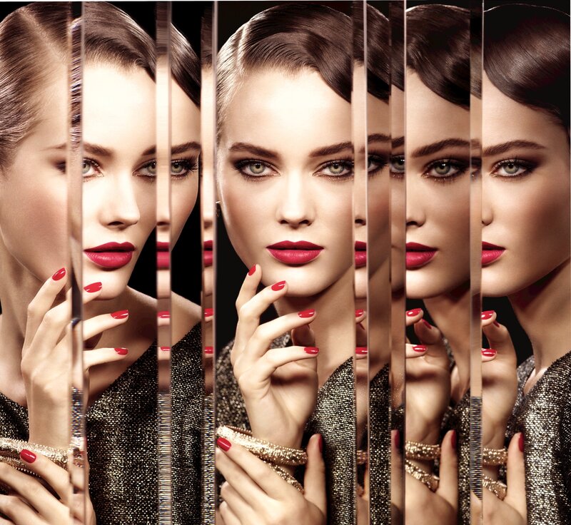 Woman with Red Lipstick — Black, Dramatic, Photograph, Red Nails