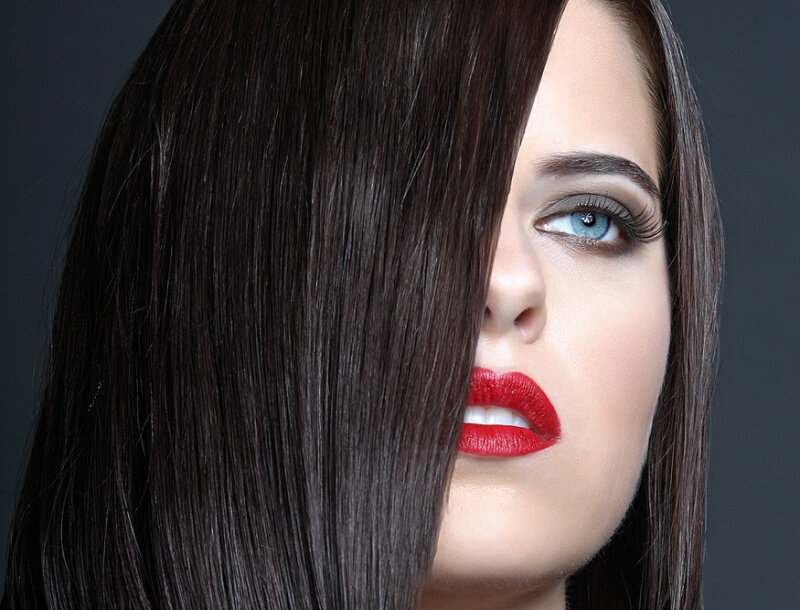 Woman with Red Lipstick — Black, Dramatic