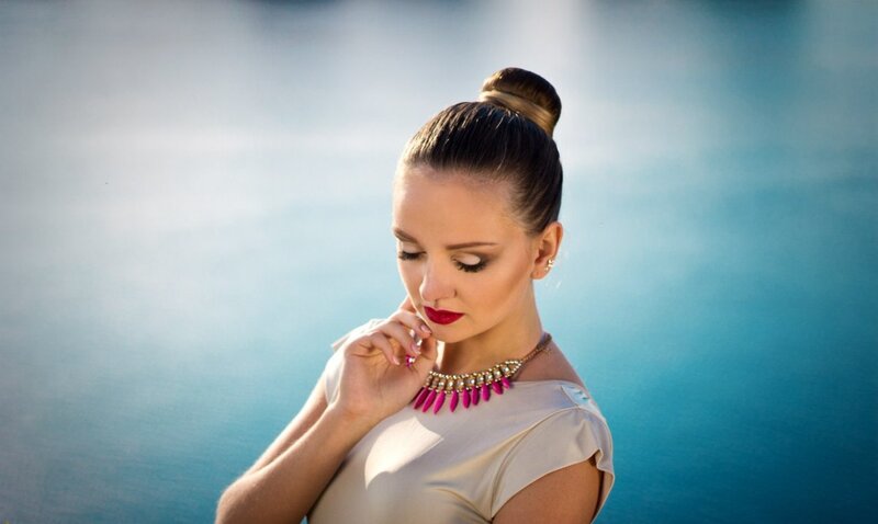 Woman with Red Lipstick — Blue, Serene