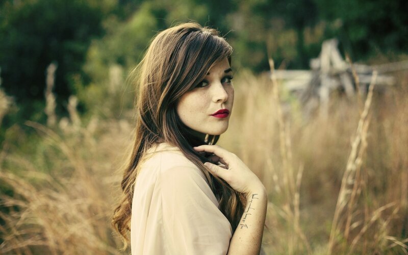 Woman with Red Lipstick — Brown, Contemplative