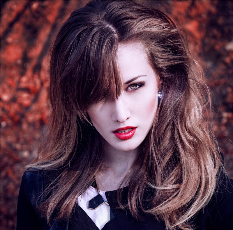 Woman with Red Lipstick — Brown, Dramatic, Photograph, Necklace