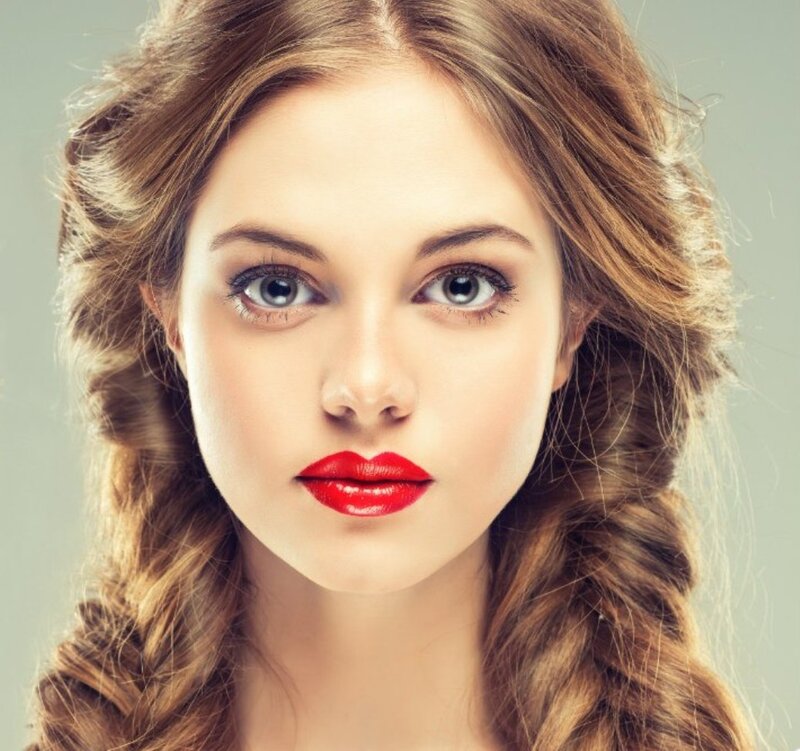 Woman with Red Lipstick — Brown, Neutral, Photograph, Red Lipstick