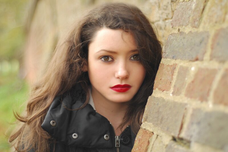 Woman with Red Lipstick — Brown, Neutral