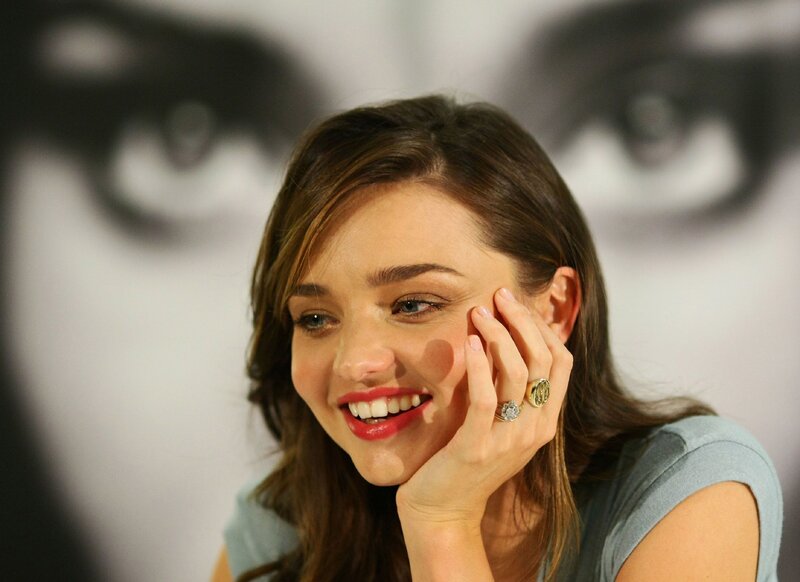 Woman with Red Lipstick — Brown, Smiling, Photograph, Ring, Hand