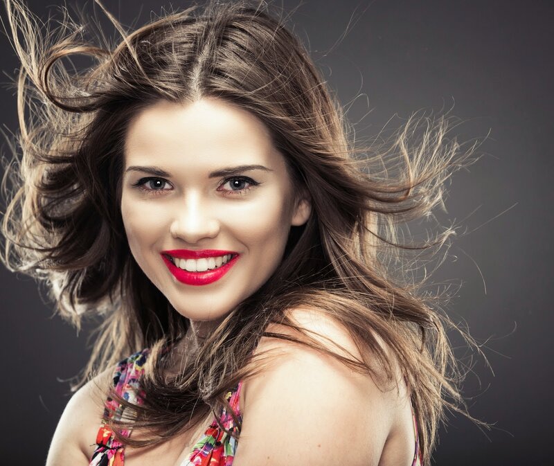Woman with Red Lipstick — Confident, Photograph, Hair