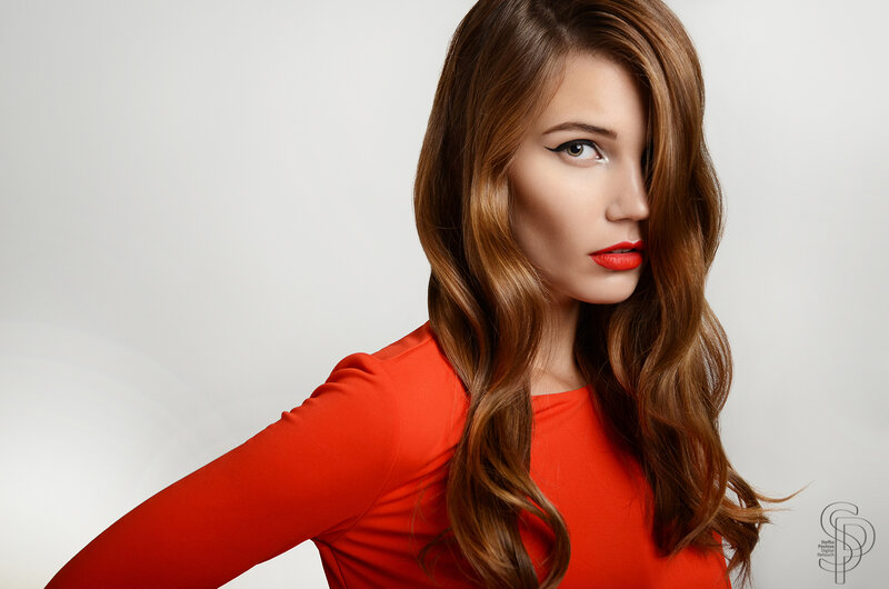 Woman with Red Lipstick — Confident, Photograph, Red Dress