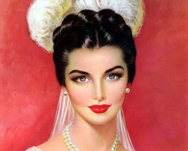 Woman with Red Lipstick — Dramatic, Painting