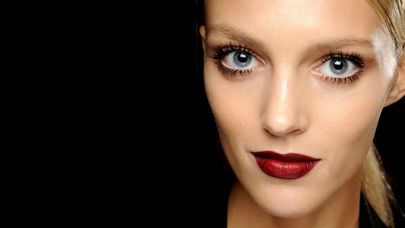Woman with Red Lipstick — Dramatic, Photograph, Eyes, Lips