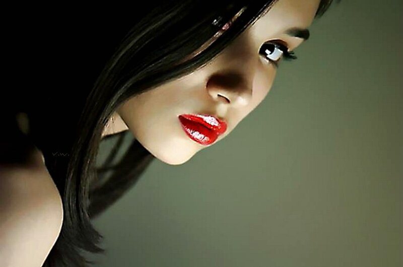 Woman with Red Lipstick — Dramatic, Photograph, Hair, Eye