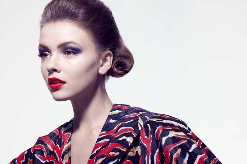 Woman with Red Lipstick — Dramatic, Photograph, Makeup, Hair