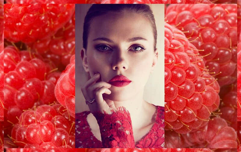 Woman with Red Lipstick — Dramatic, Photograph, Raspberries