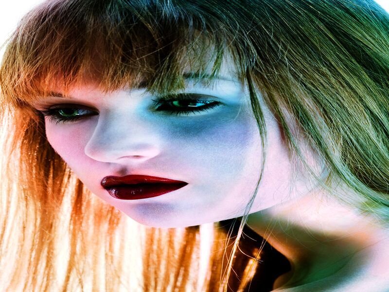 Woman with Red Lipstick — Dramatic, Photograph, Red Lips
