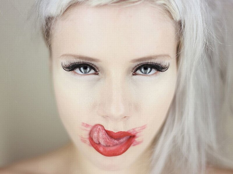 Woman with Red Lipstick — Dramatic, Photograph, Red Lipstick, Long Eyelashes