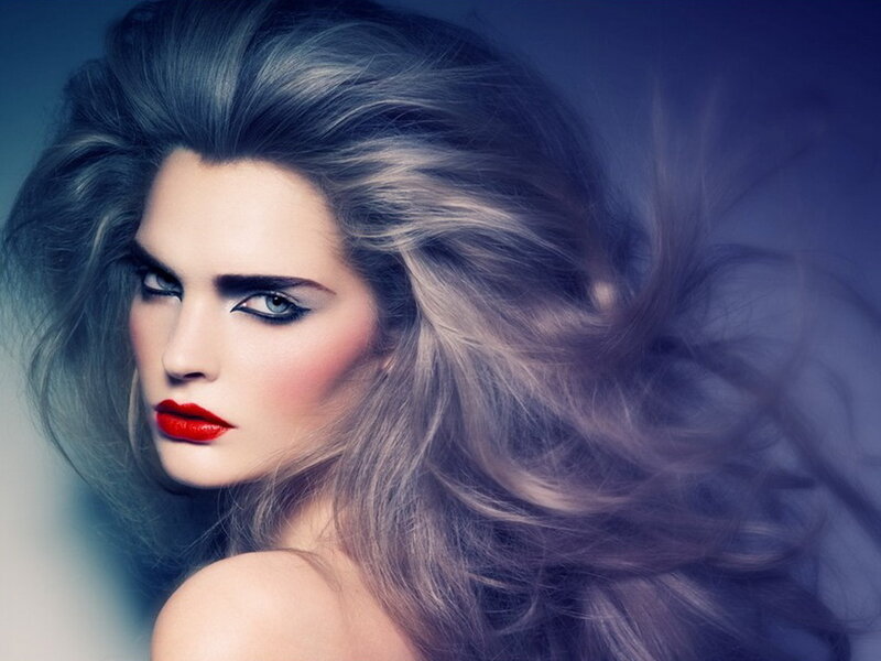 Woman with Red Lipstick — Gray, Dramatic