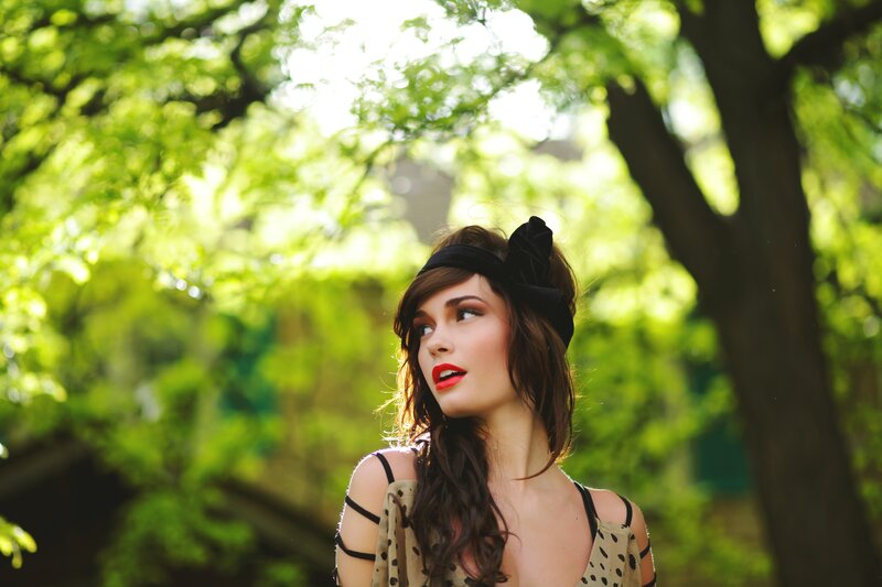 Woman with Red Lipstick — Green, Serene