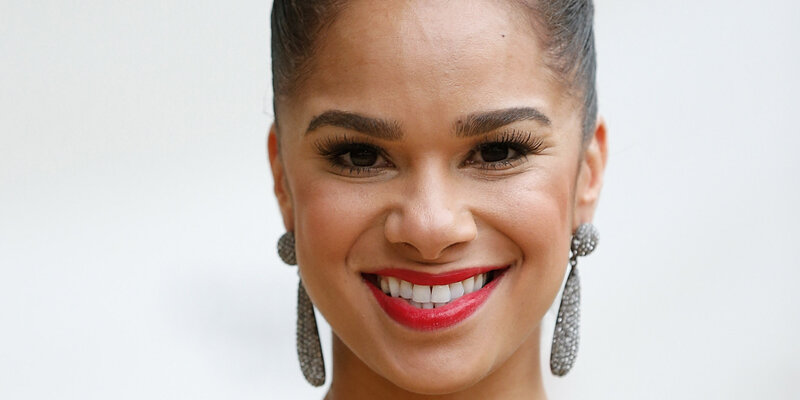 Woman with Red Lipstick — Happy, Photograph, Earrings