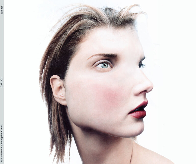 woman with red lipstick in profile