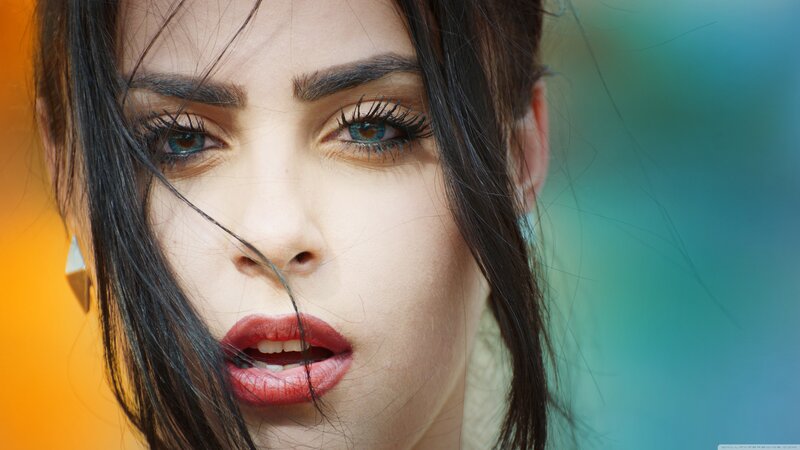Woman with Red Lipstick — Orange, Dramatic, Photograph