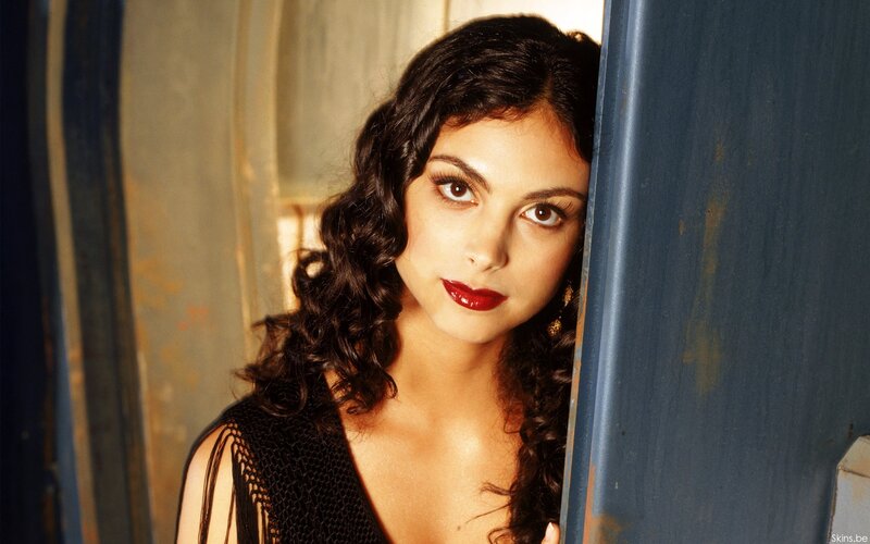 woman with red lipstick peeking