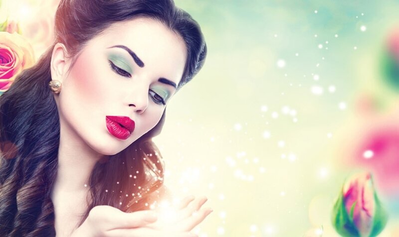 Woman with Red Lipstick — Pink, Dreamy