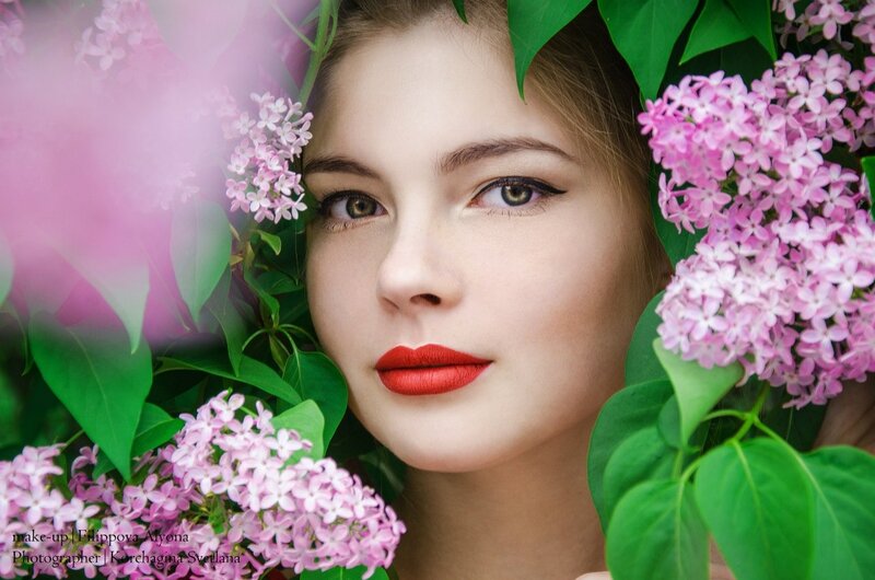 Woman with Red Lipstick — Pink, Serene, Spring